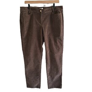 J. Jill Corduroy Pants Size 14 Petite Brown Straight Leg Casual Stretch